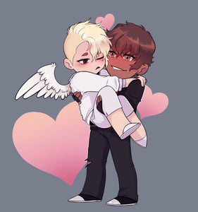 Angelo and Valak Hearts Sticker